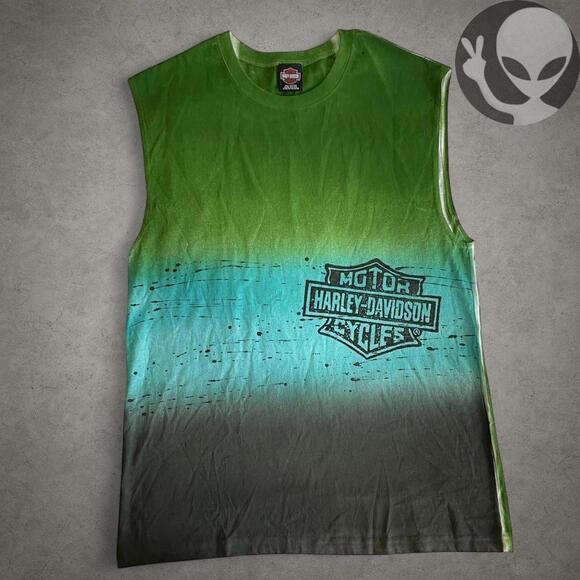 Other - Harley Davidson Tank Top large green gradient vintage biker